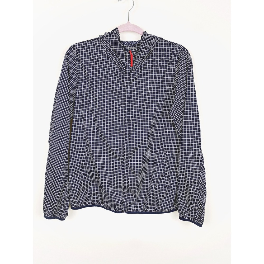 Uniqlo x Ines De La Fressange Navy Grid Pocketable Parka Jacket Medium
